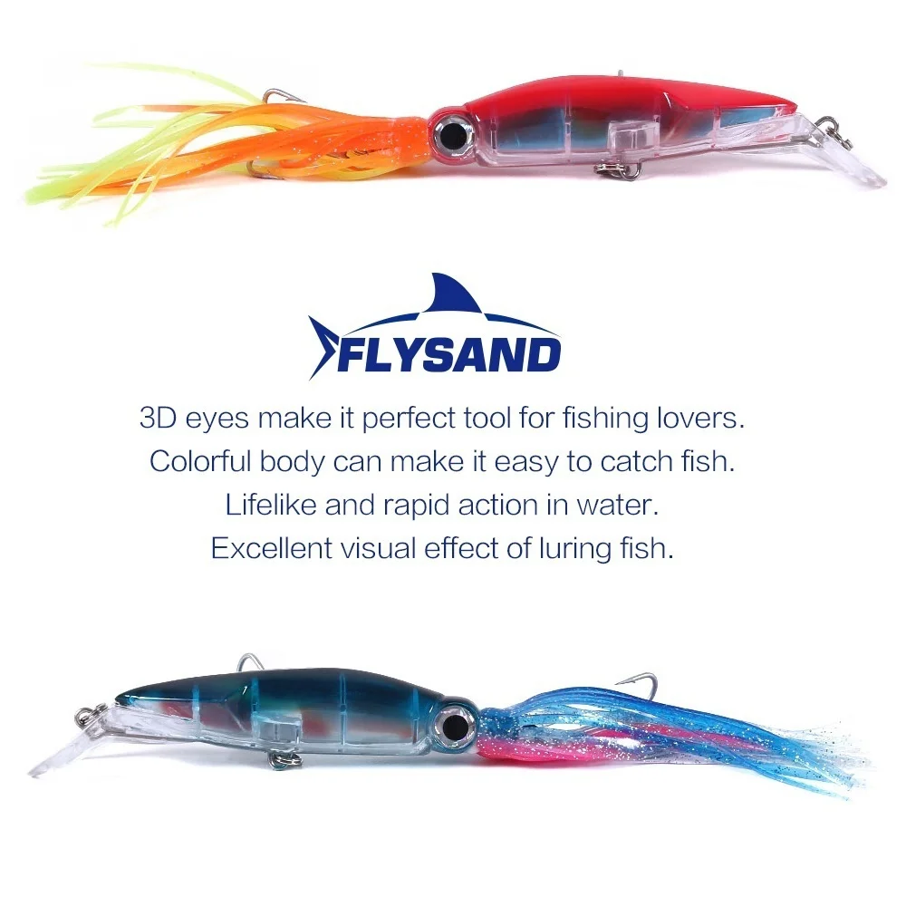 FLYSAND Large Simulation Squid - đánh giá và giá Fishing Hook Size