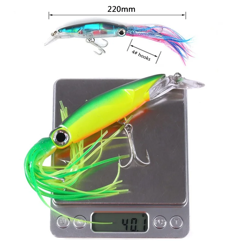 FLYSAND Large Simulation Squid - đánh giá và giá Fishing Hook Size